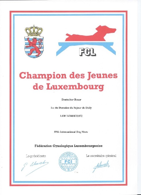 Du Jardin Des Canailloux - Nouveau titre de Champion pour Ice